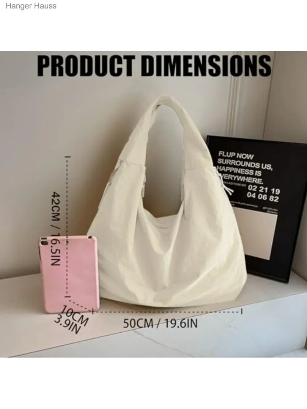 Large Slouchy Hobo Tote Bag Nylon Pleated Multipocket Shoulder Purse Work Travel